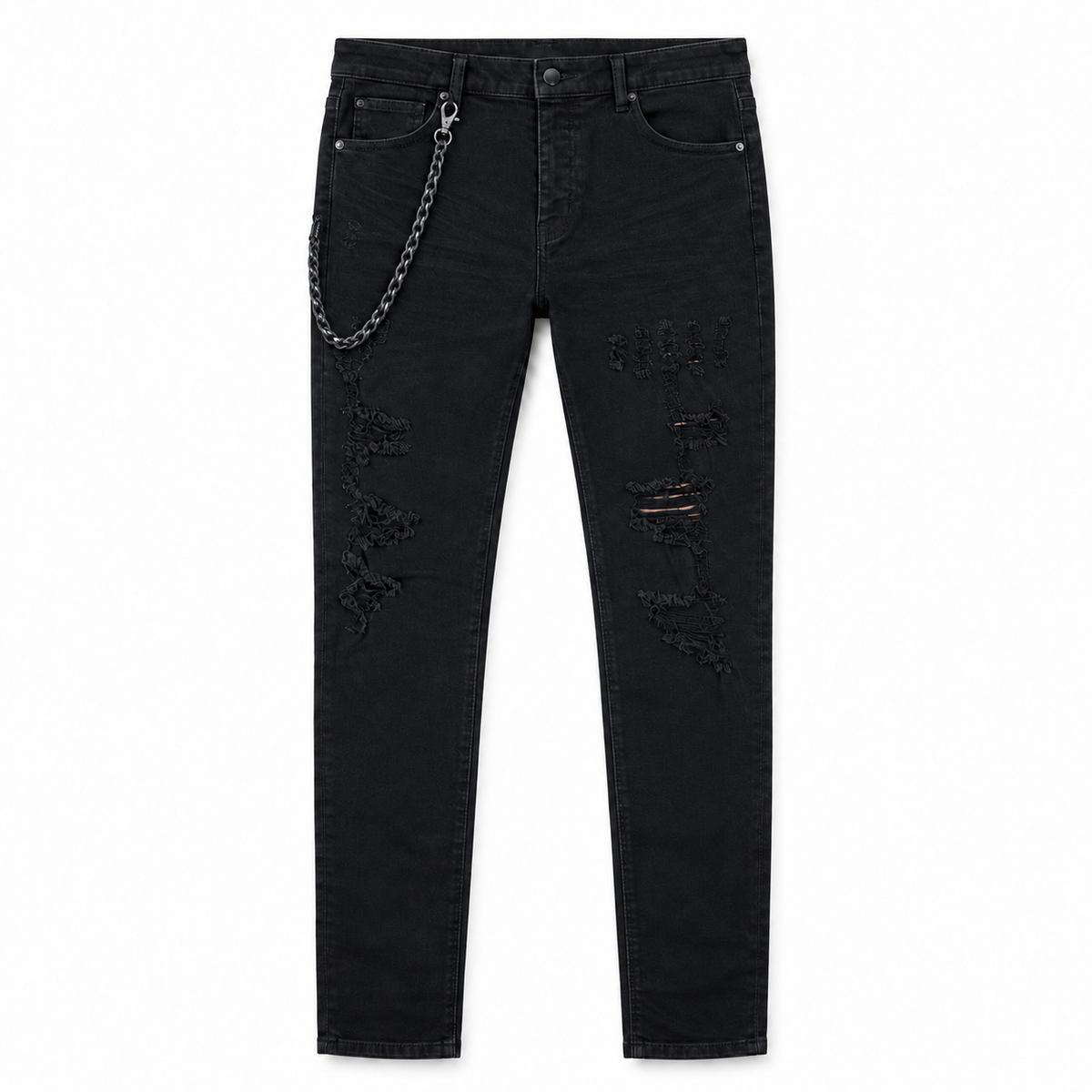 MIDNIGHT BLACK | DARK SHADOW DISTRESSED JEANS