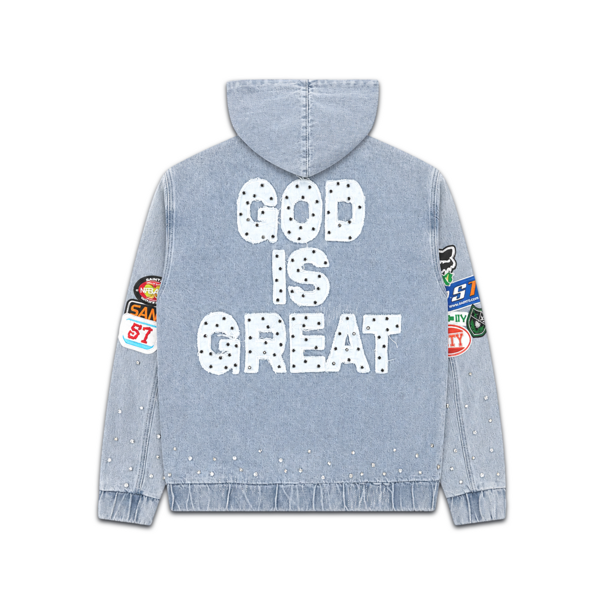 POLITICS | BLUE WASH ZIP DENIM JACKET - PK26 SPR 10 back flat lay on white