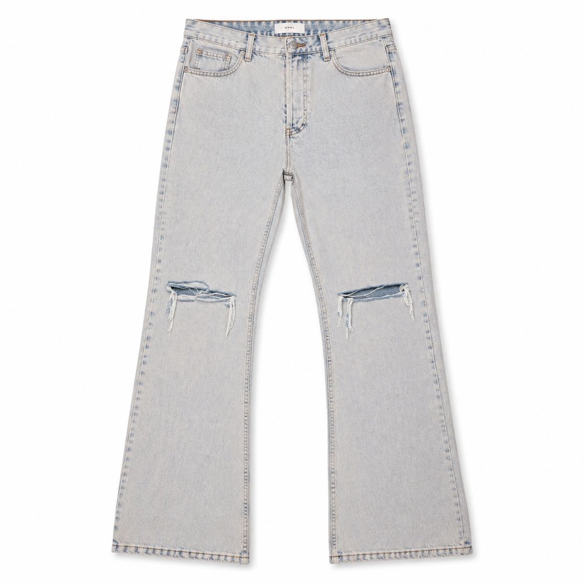 DISTRESSED KICK FLARE DENIM LIGHT BLUE