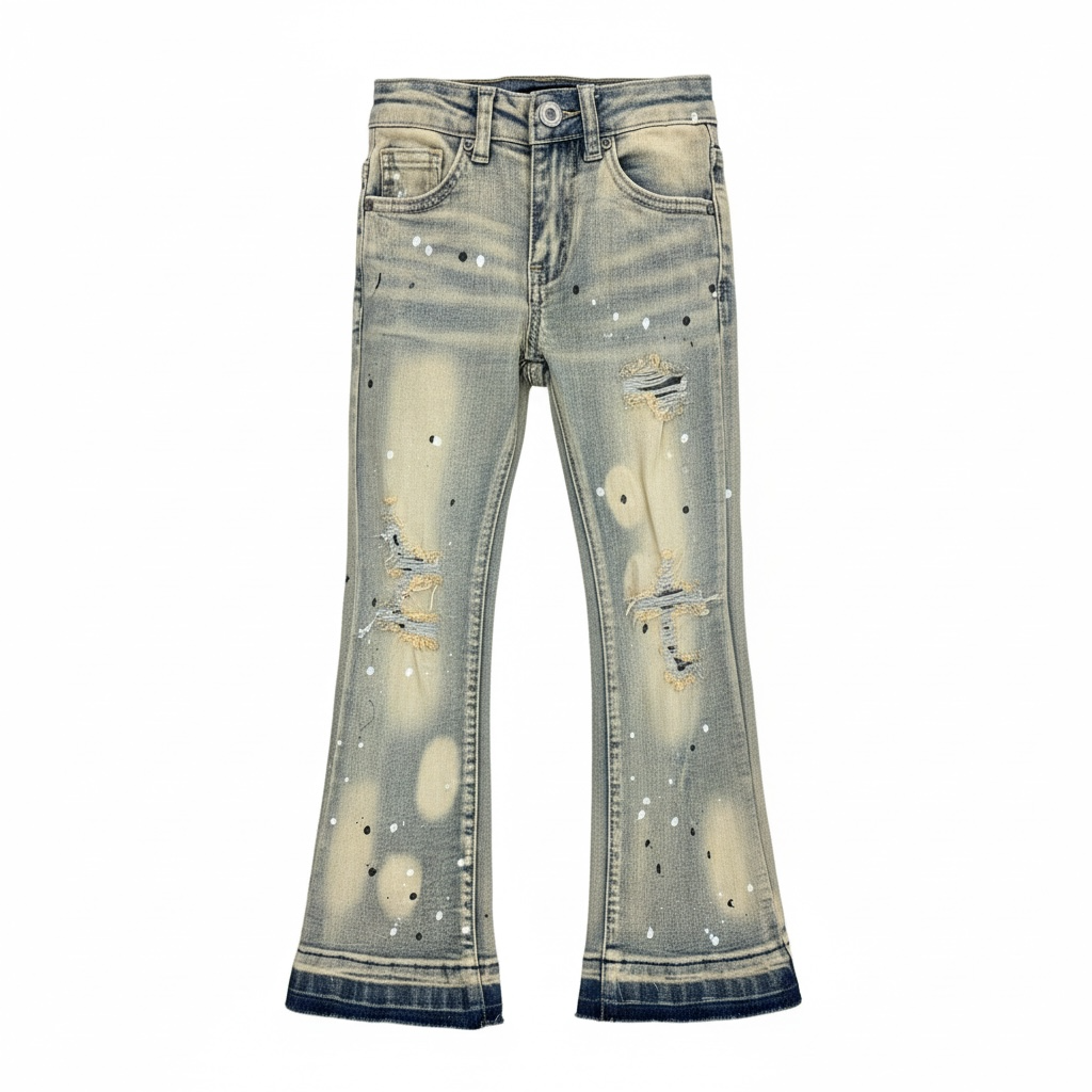 DENIMICITY| KIDS BLEACH VINTAGE WASH STACKED JEAN