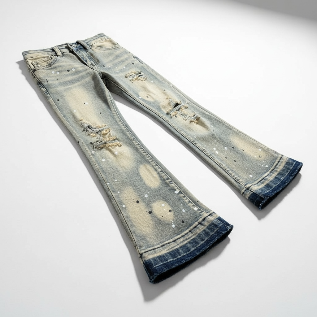DENIMICITY| KIDS BLEACH VINTAGE WASH STACKED JEAN