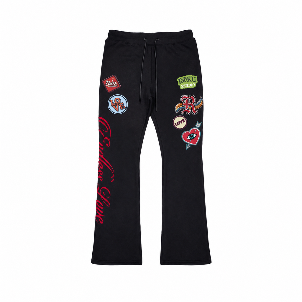 Roku Studio devotion flare sweatpants - black front flat lay