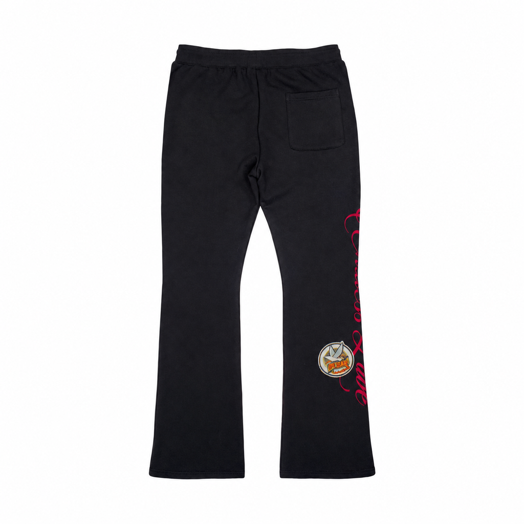 Roku Studio devotion flare sweatpants - black back flat lay