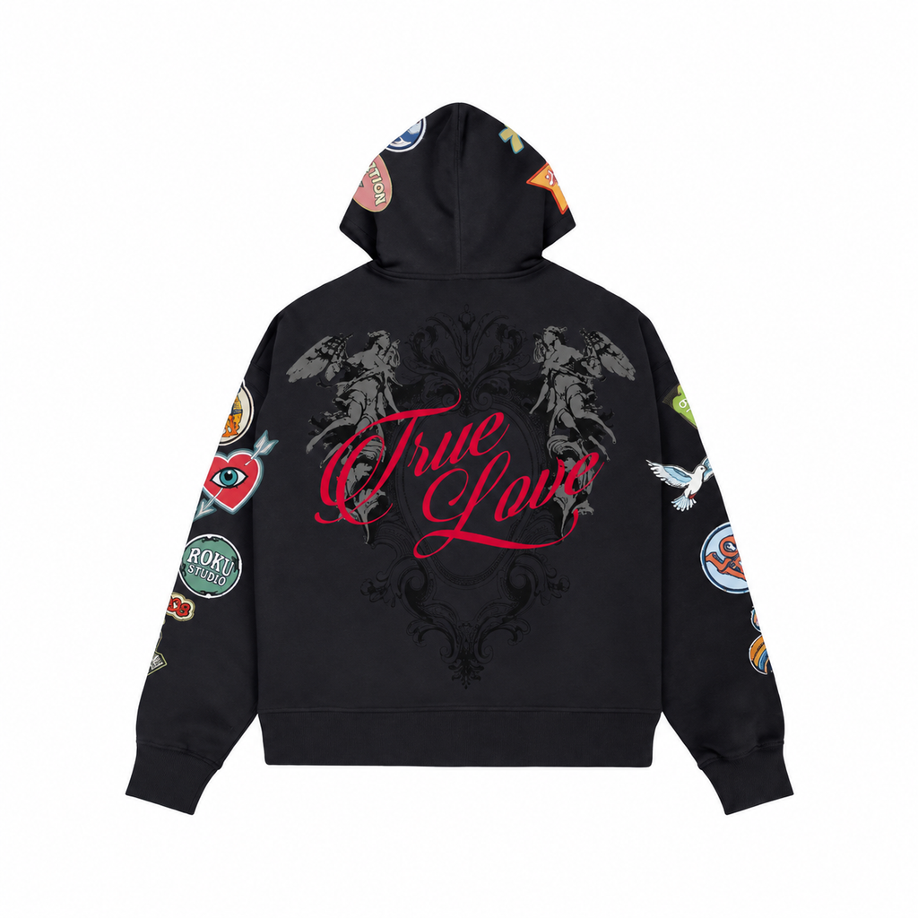 Roku Studio devotion zip down hoodie - black back flat lay