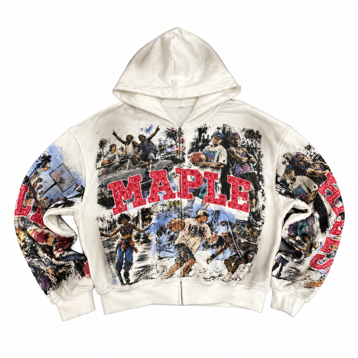 CAN'T JUMP ZIP-UP HOODIE - DIRTY WHITE