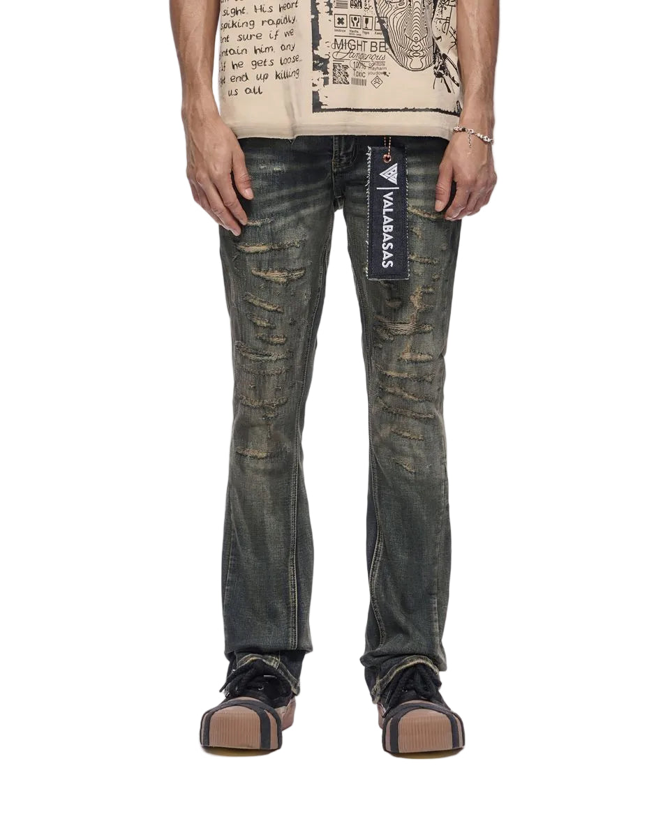 VALABASAS| SABOTAGE STACKED DENIM LT VINTAGE WASH