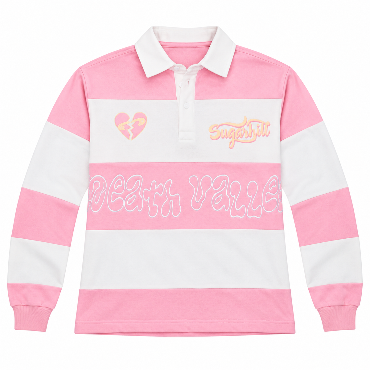SUGARHILL TOGETHER POLO - PINK/WHITE front product flat lay