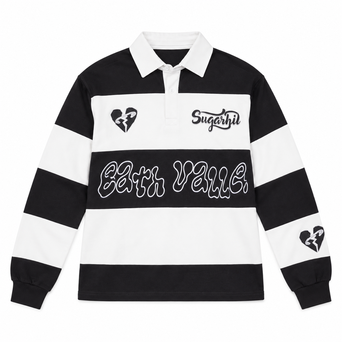 SUGARHILL TOGETHER POLO - BLACK/WHITE front product flat lay