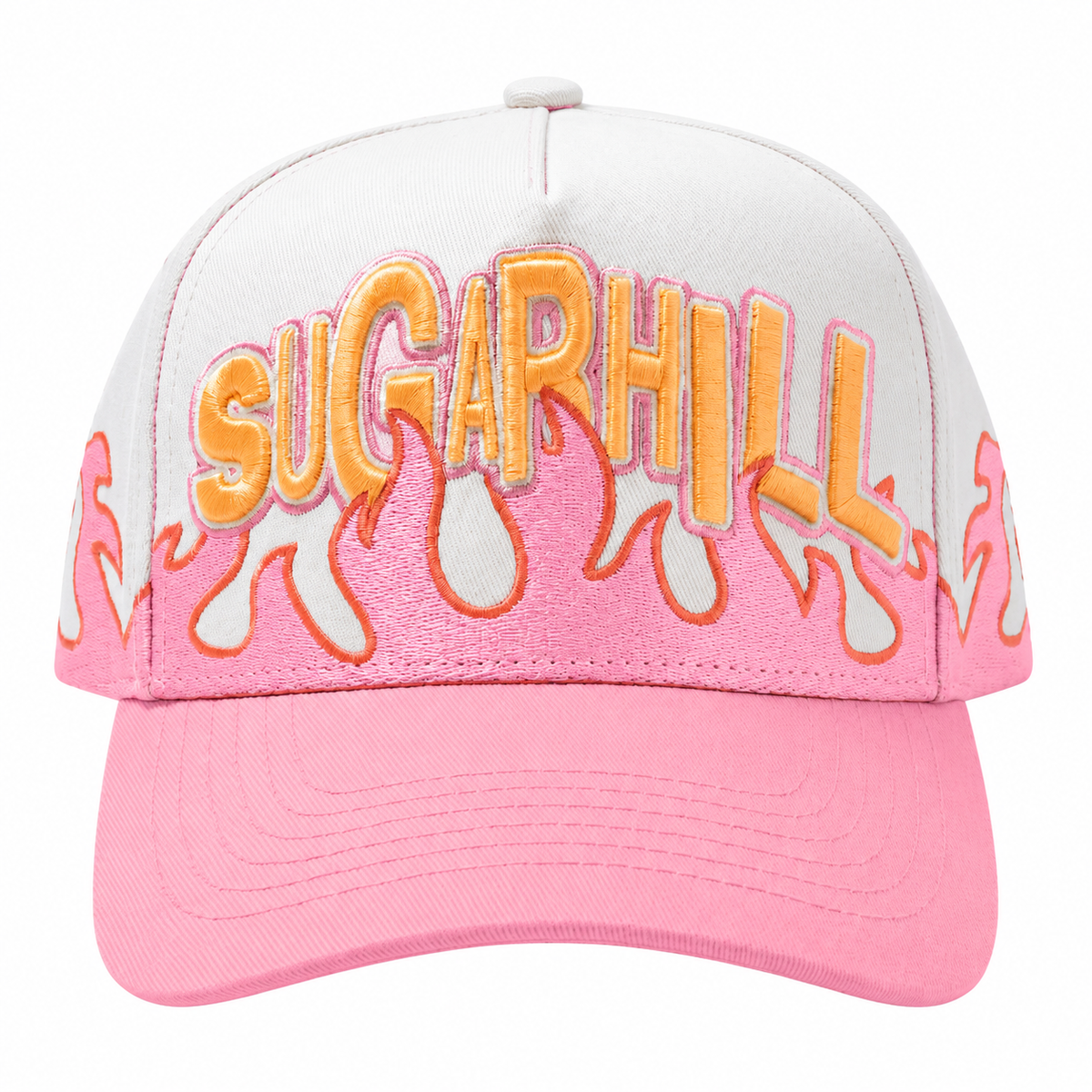 SUGARHILL HOTBOX STRAPBACK HAT - WHITE/PINK front product flat lay