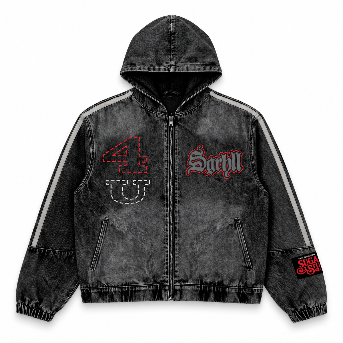 SUGARHILL DIE TRYING JACKET - WASHED BLACK DENIM front flat lay