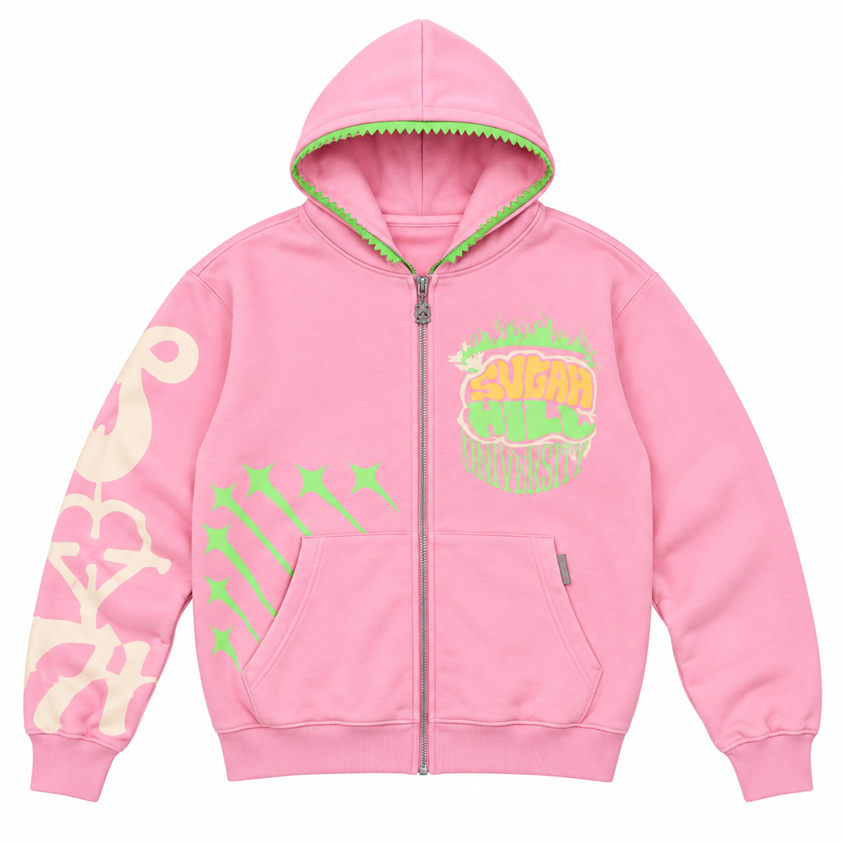 SUGARHILL MINDFUL ZIP HOODIE - PINK front product flat lay