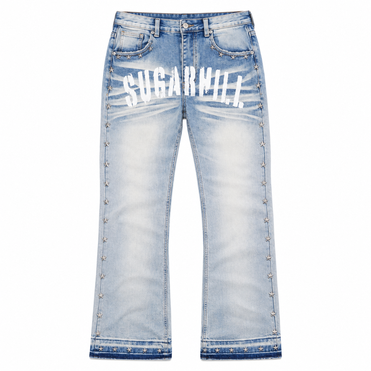 SUGARHILL DALLAS STACKED JEANS - BLUE FADE front product flat lay