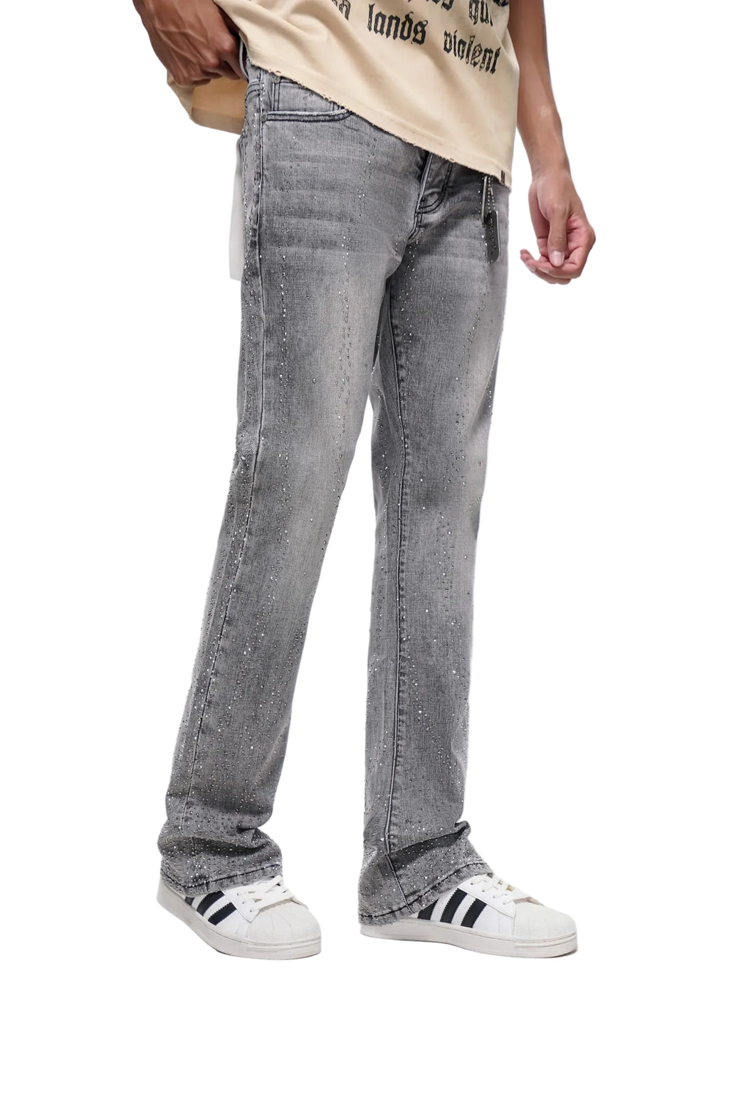TRNCHS| DICTATOR GREY WASH STACKED JEANS