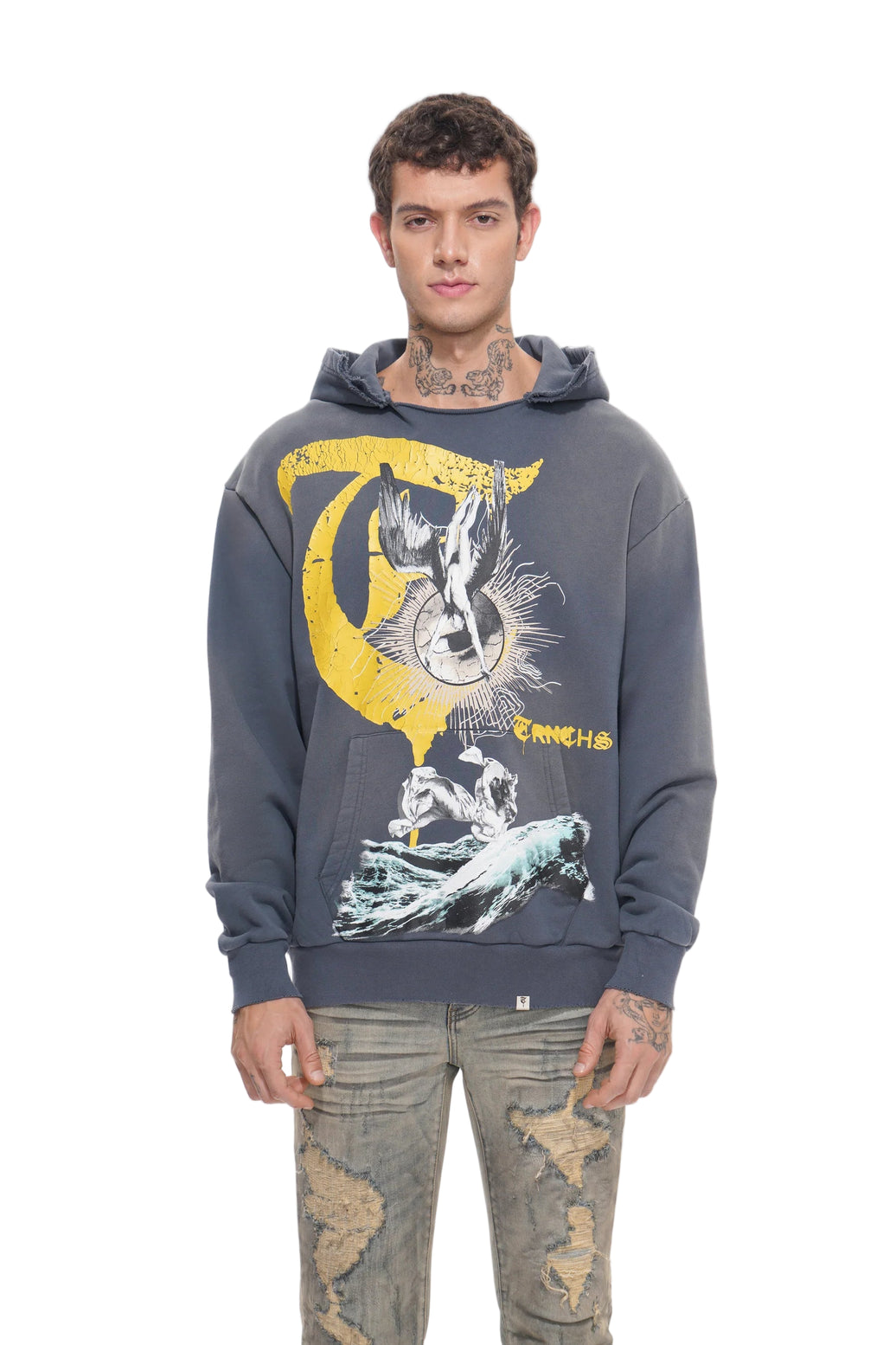 TRNCHS| WEIGHT OF WINGS NAVY BLUE HOODIE