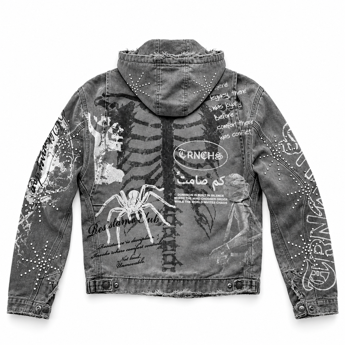 SHADOW REBELLION VINTAGE LIGHT GREY HOODIE