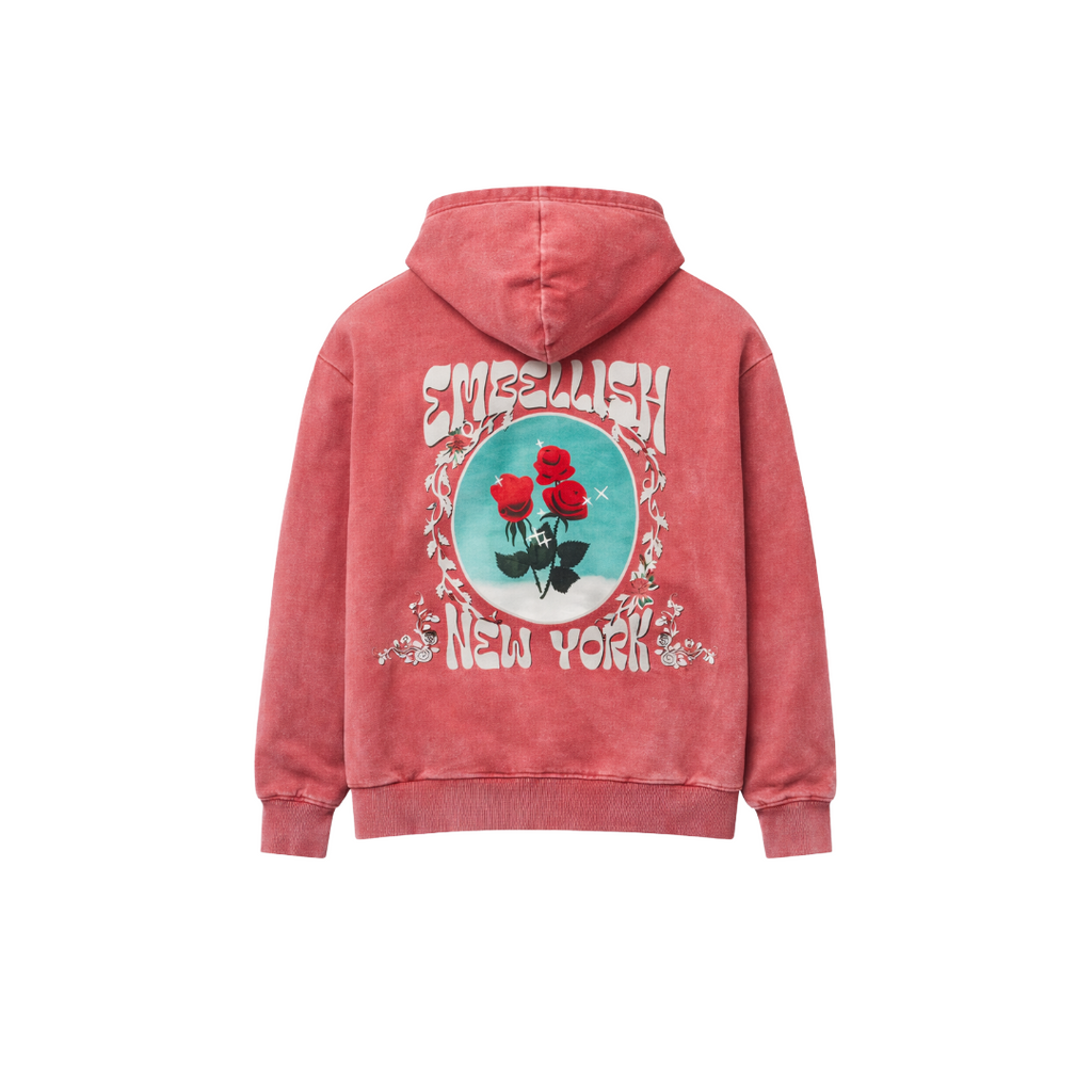 EMBELLISH| ROSE HOODIE VINTAGE RED