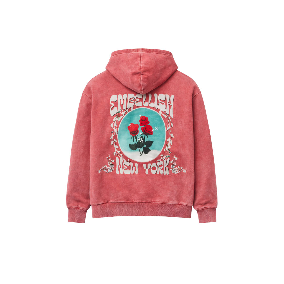 EMBELLISH| ROSE HOODIE VINTAGE RED