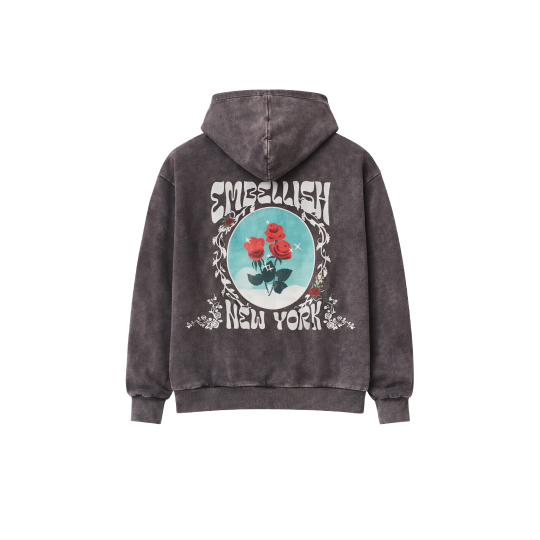 EMBELLISH| ROSE HOODIE VINTAGE BLACK