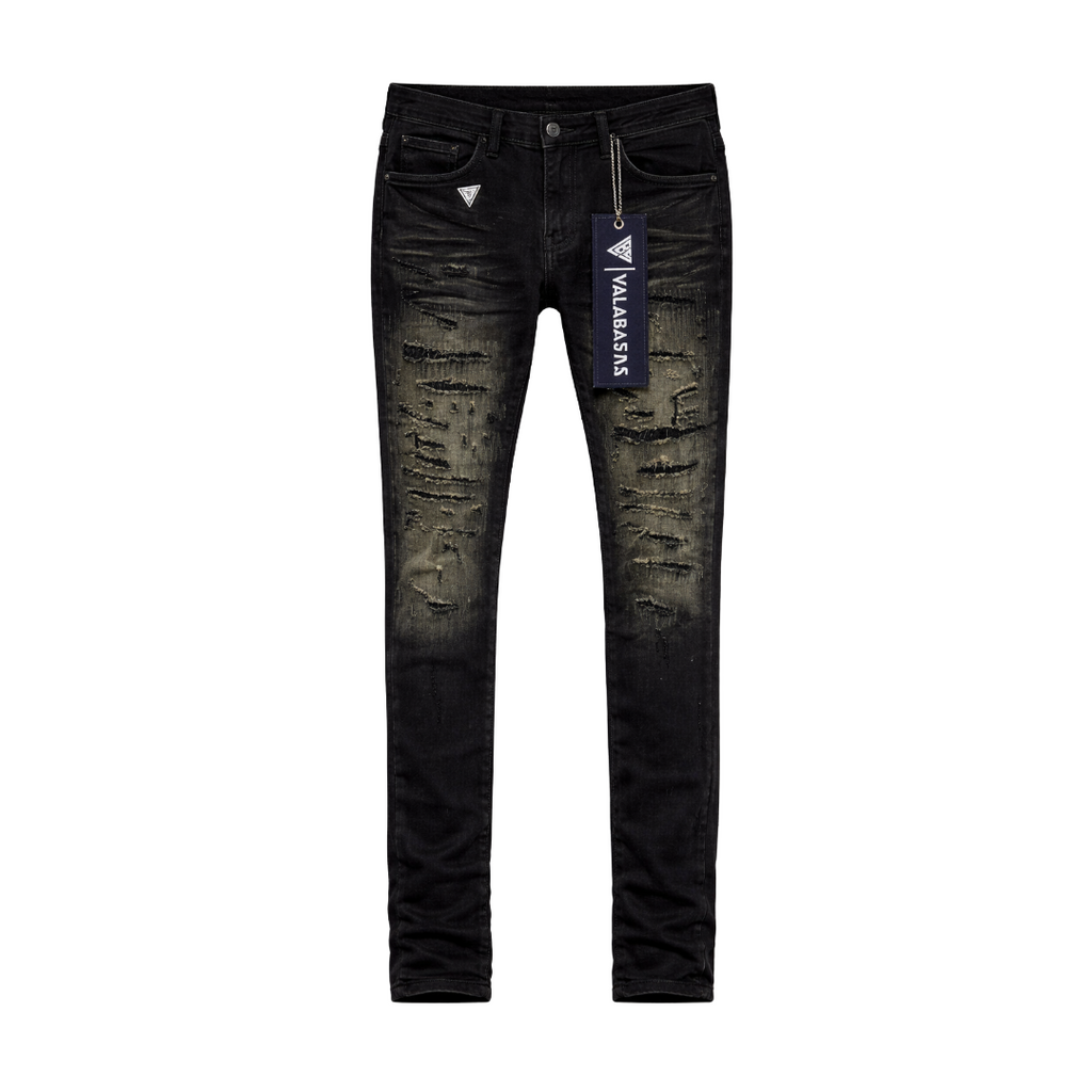 VALABASAS| REPAIR BLACK WASH DENIM
