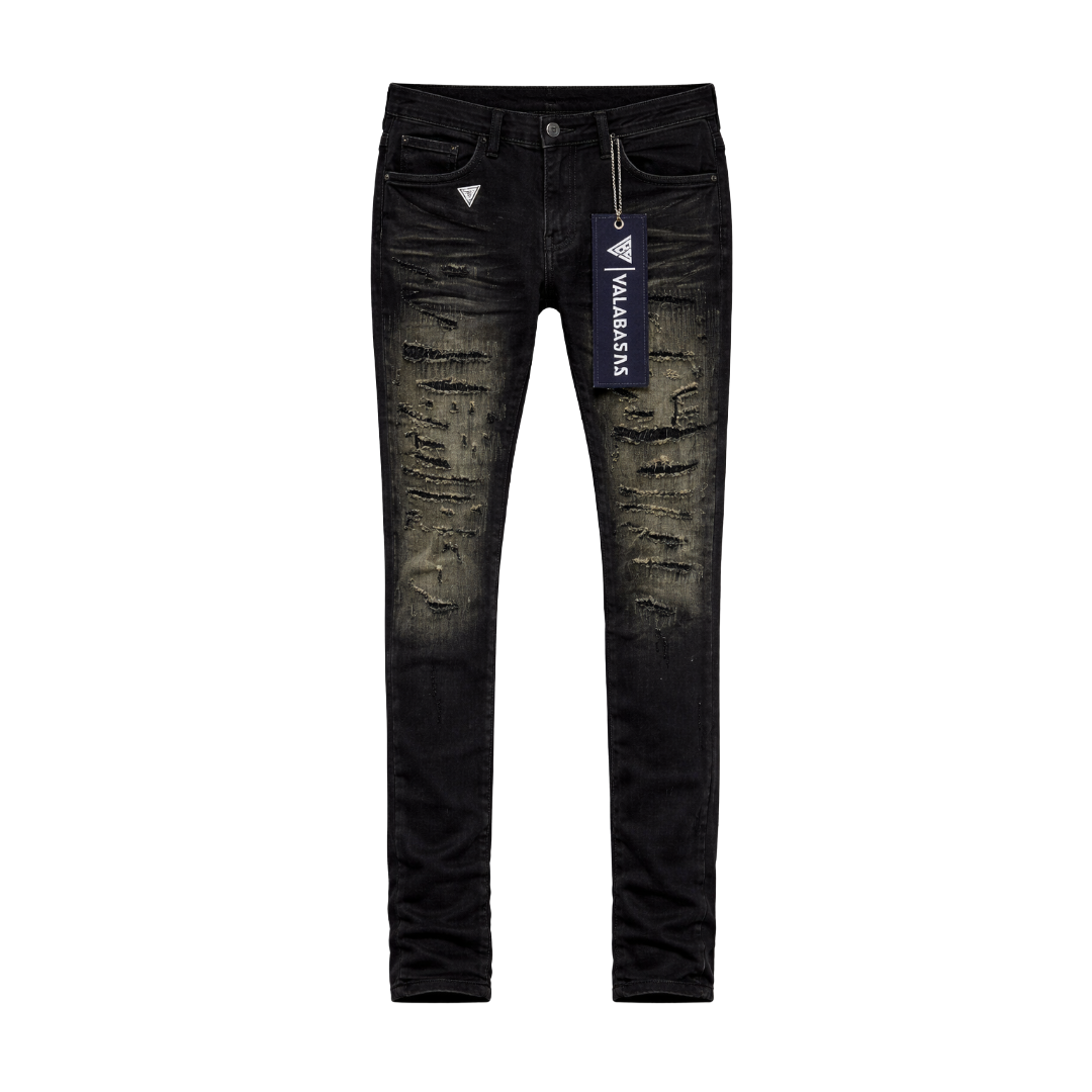 VALABASAS| REPAIR BLACK WASH DENIM