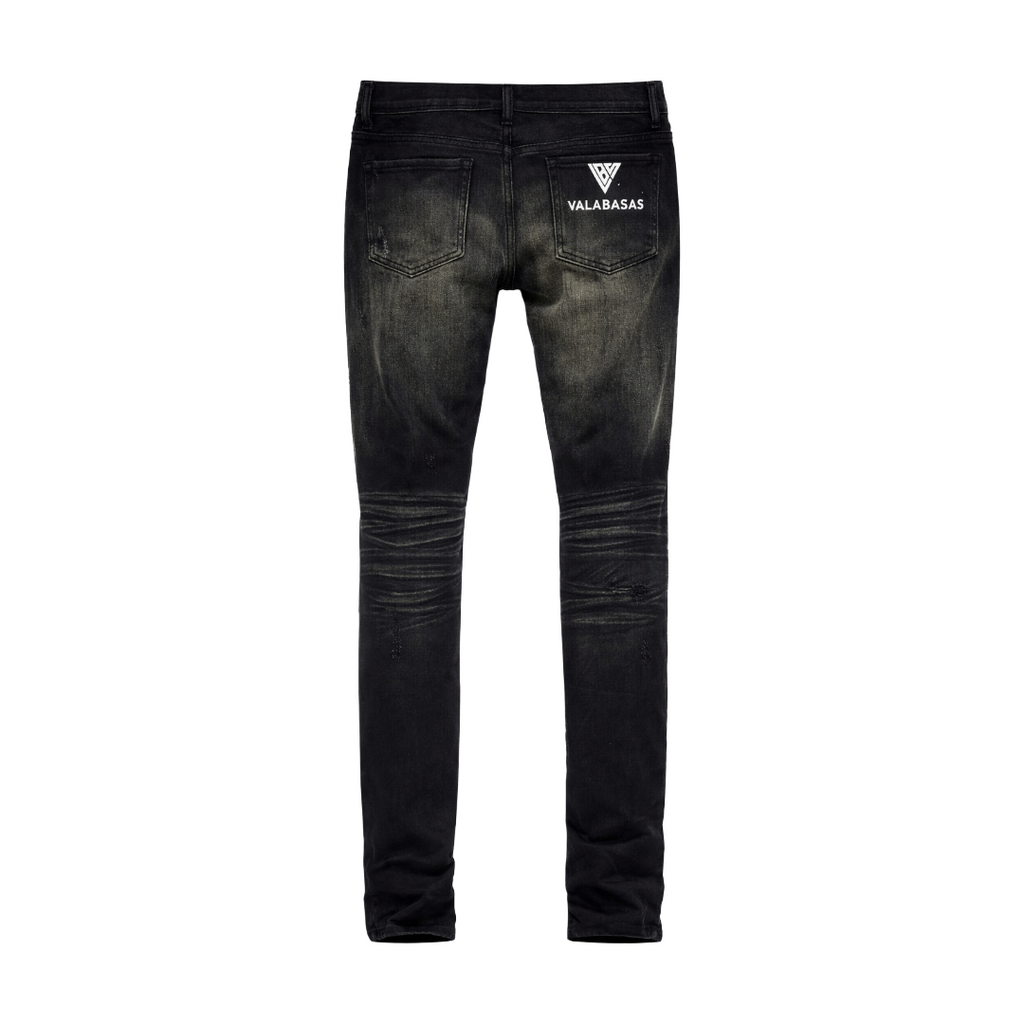 VALABASAS| REPAIR BLACK WASH DENIM