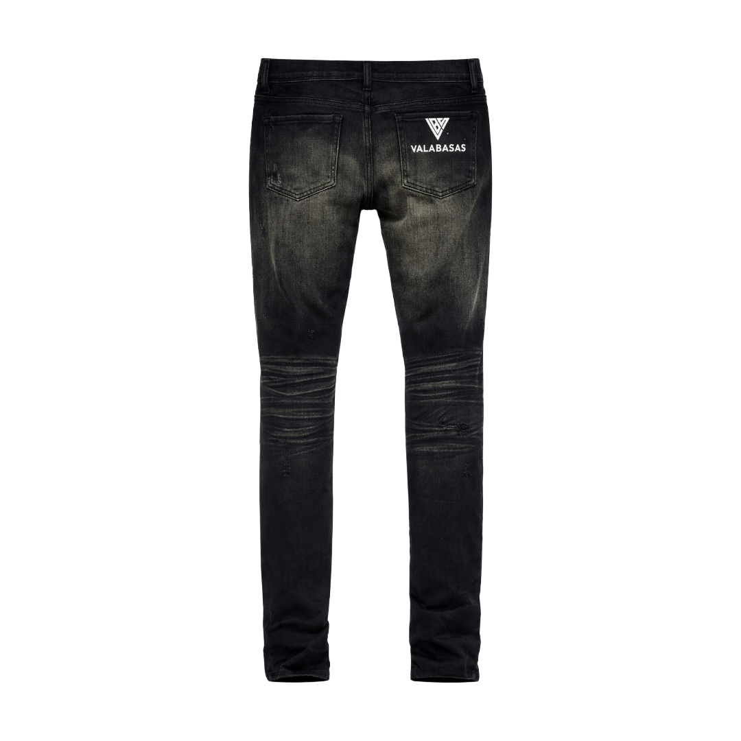 VALABASAS| REPAIR BLACK WASH DENIM