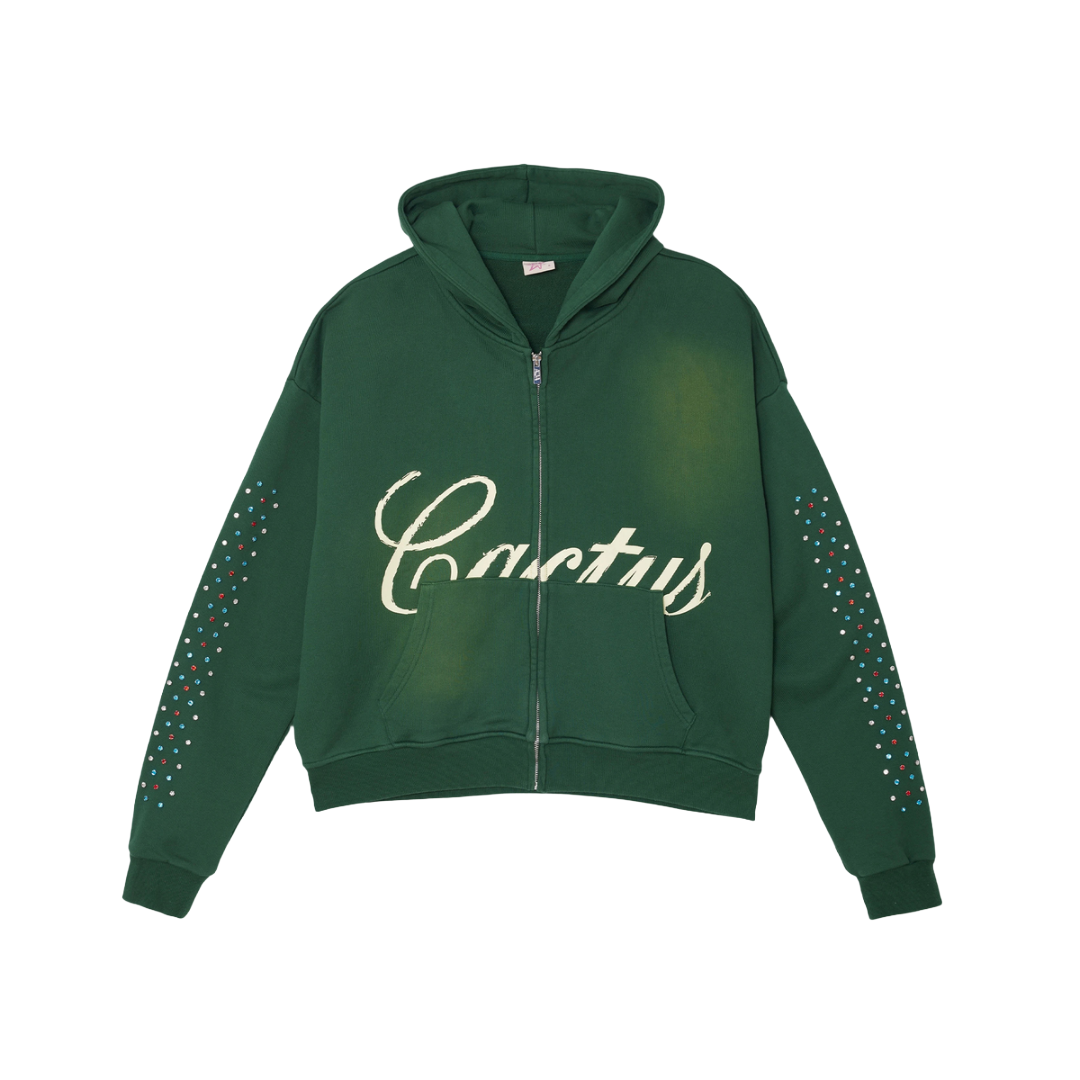 AZVA| HIDDEN CRYSTAL ZIP HOODIE