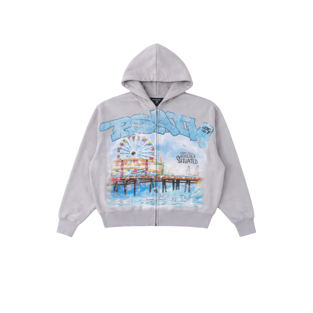 FOREVER SITUATED| PSALM GREY ZIP UP HOODIE