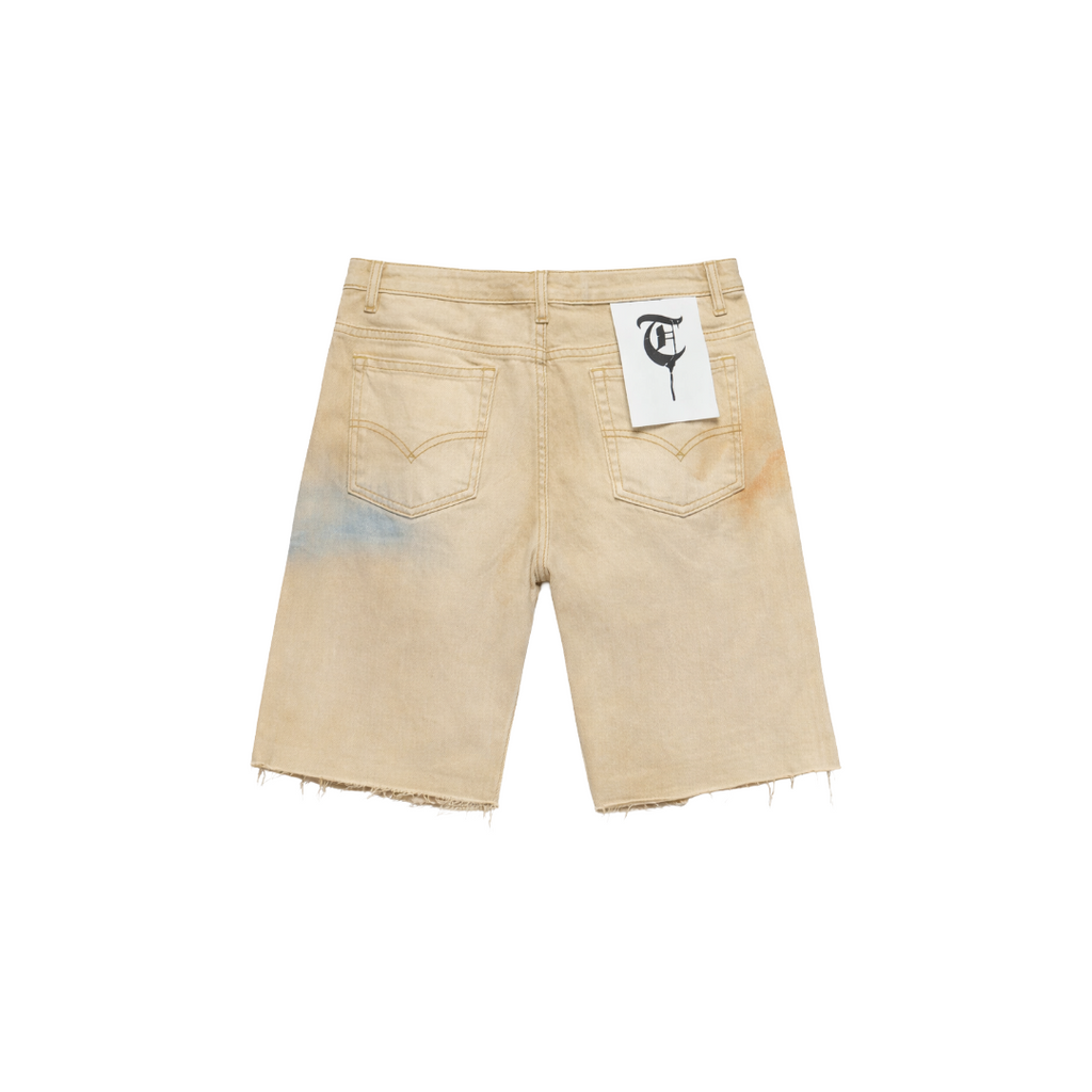 TRNCHS| OPERATOR KHAKI WASH DENIM SHORTS