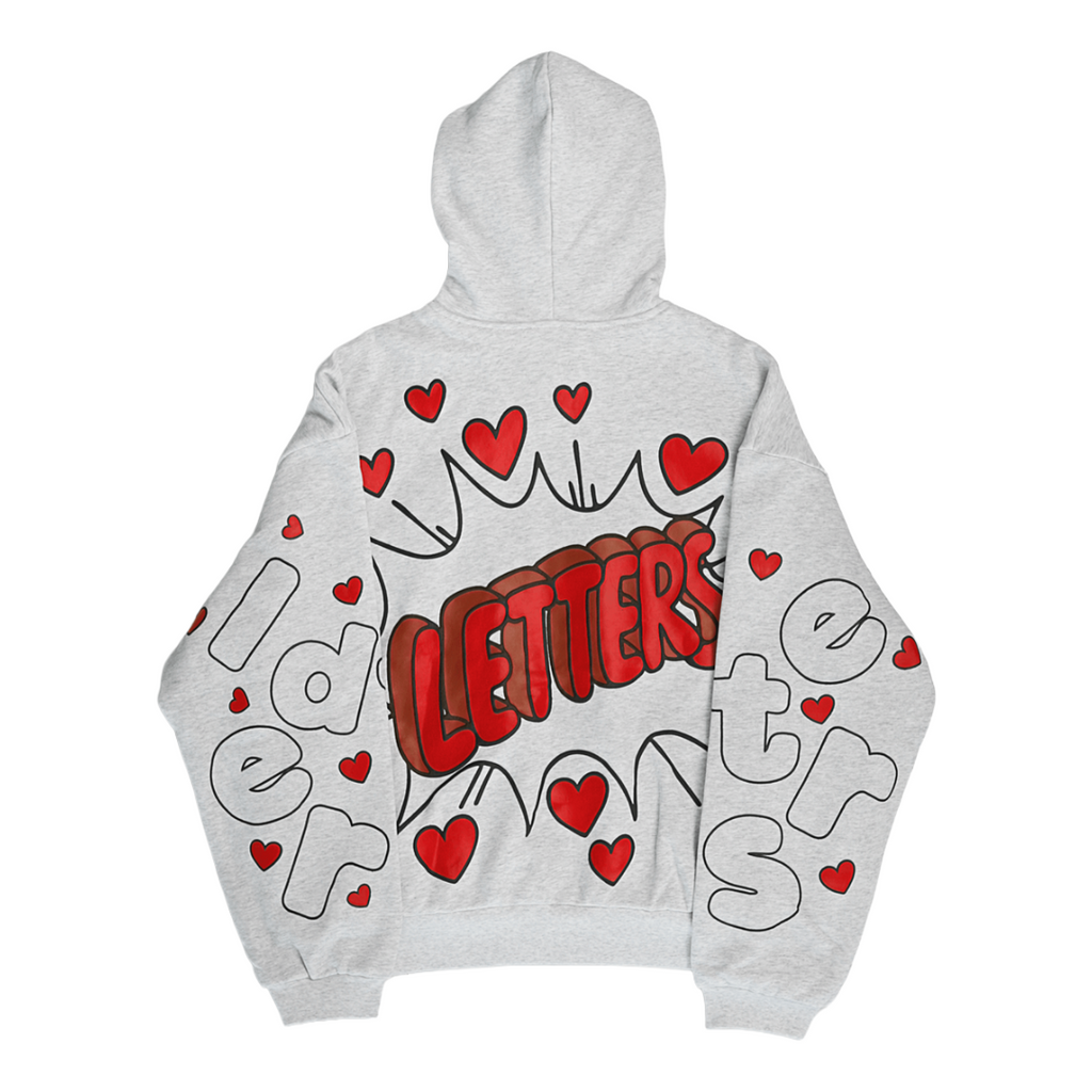 RED LETTERS| LOVE LETTERS SCATTERED ZIP UP HOODIE