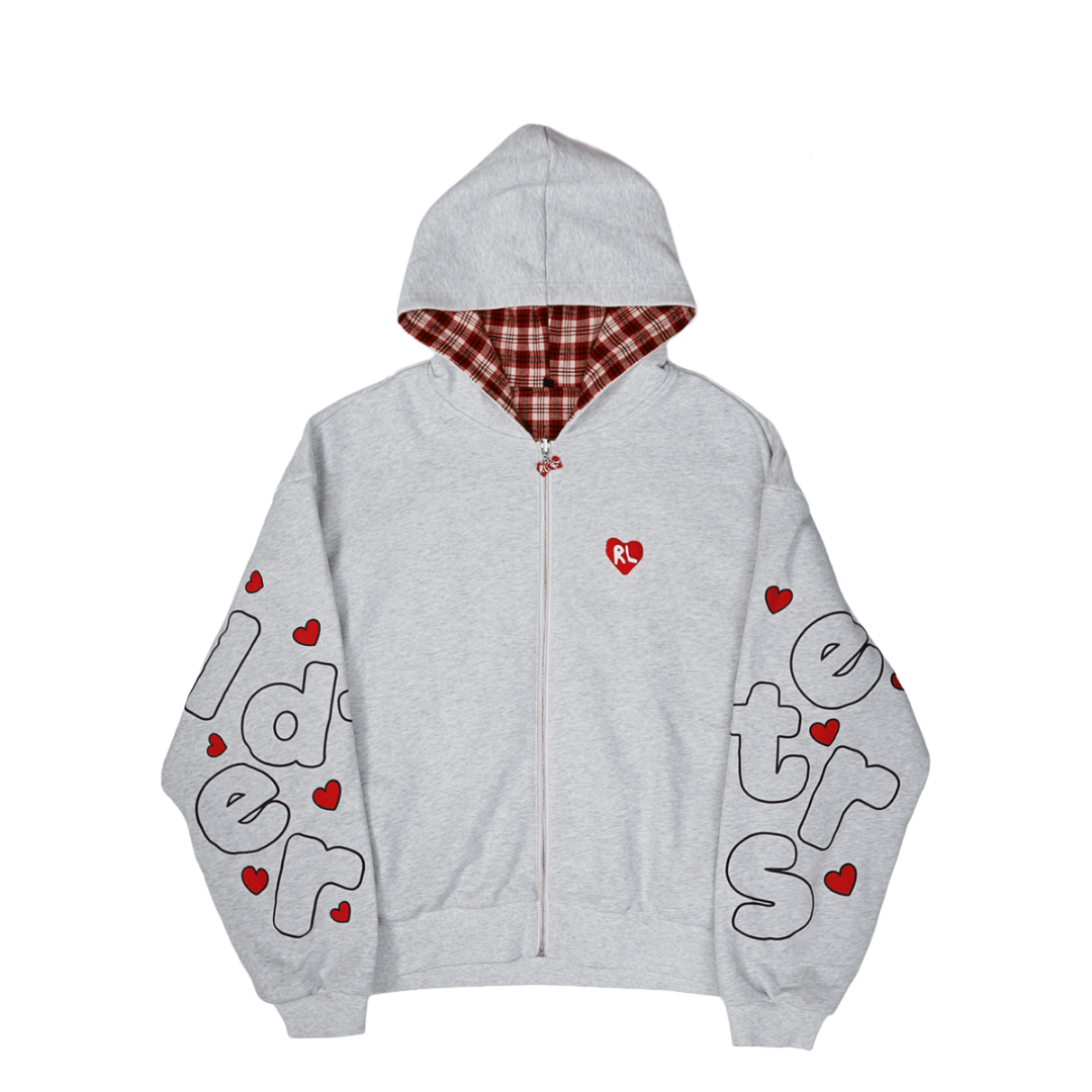 RED LETTERS| LOVE LETTERS SCATTERED ZIP UP HOODIE