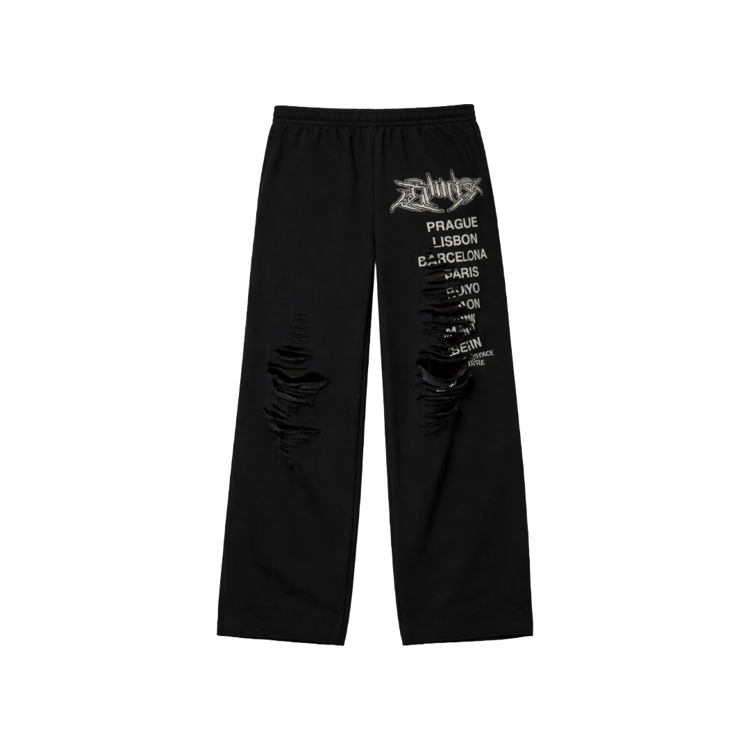 LOITER| DESTRUCT SWEATPANTS WASHED BLACK