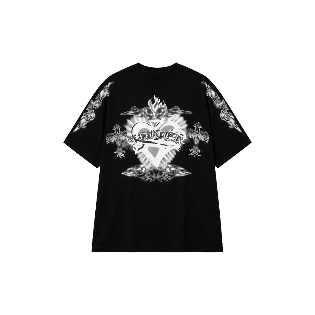 LOITER| HEARTS TEE BLACK