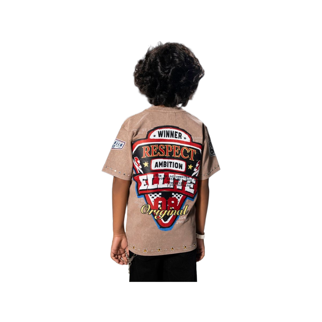 ELITE| KIDS GRIND IN SILENCE TEE BROWN