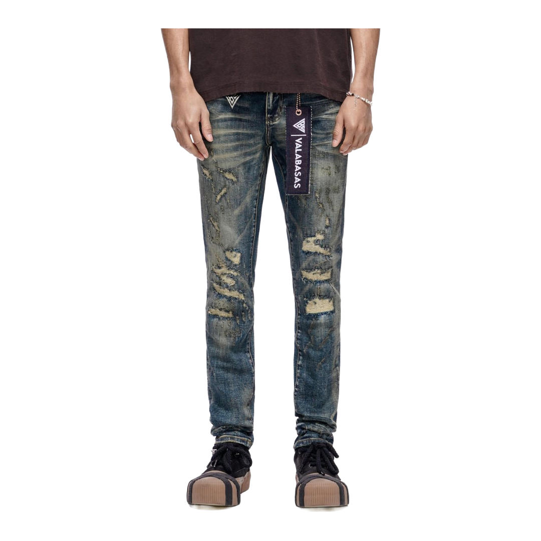 VALABASAS| LEADER SKINNY DARK BLUE VINTAGE JEANS