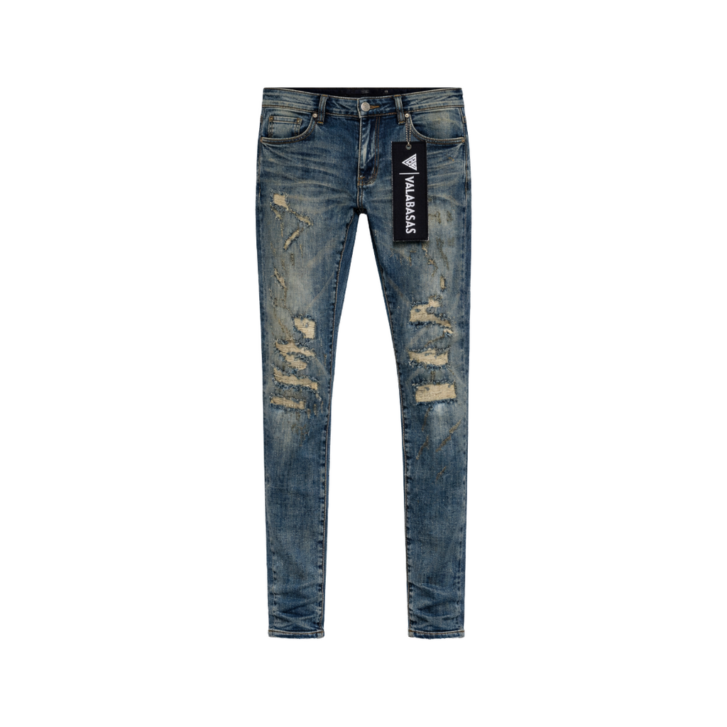 VALABASAS| LEADER SKINNY DARK BLUE VINTAGE JEANS