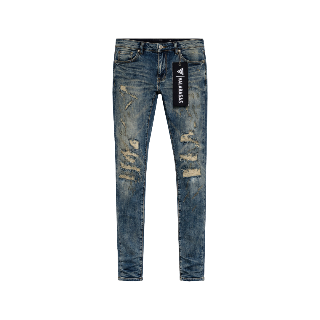 VALABASAS| LEADER SKINNY DARK BLUE VINTAGE JEANS