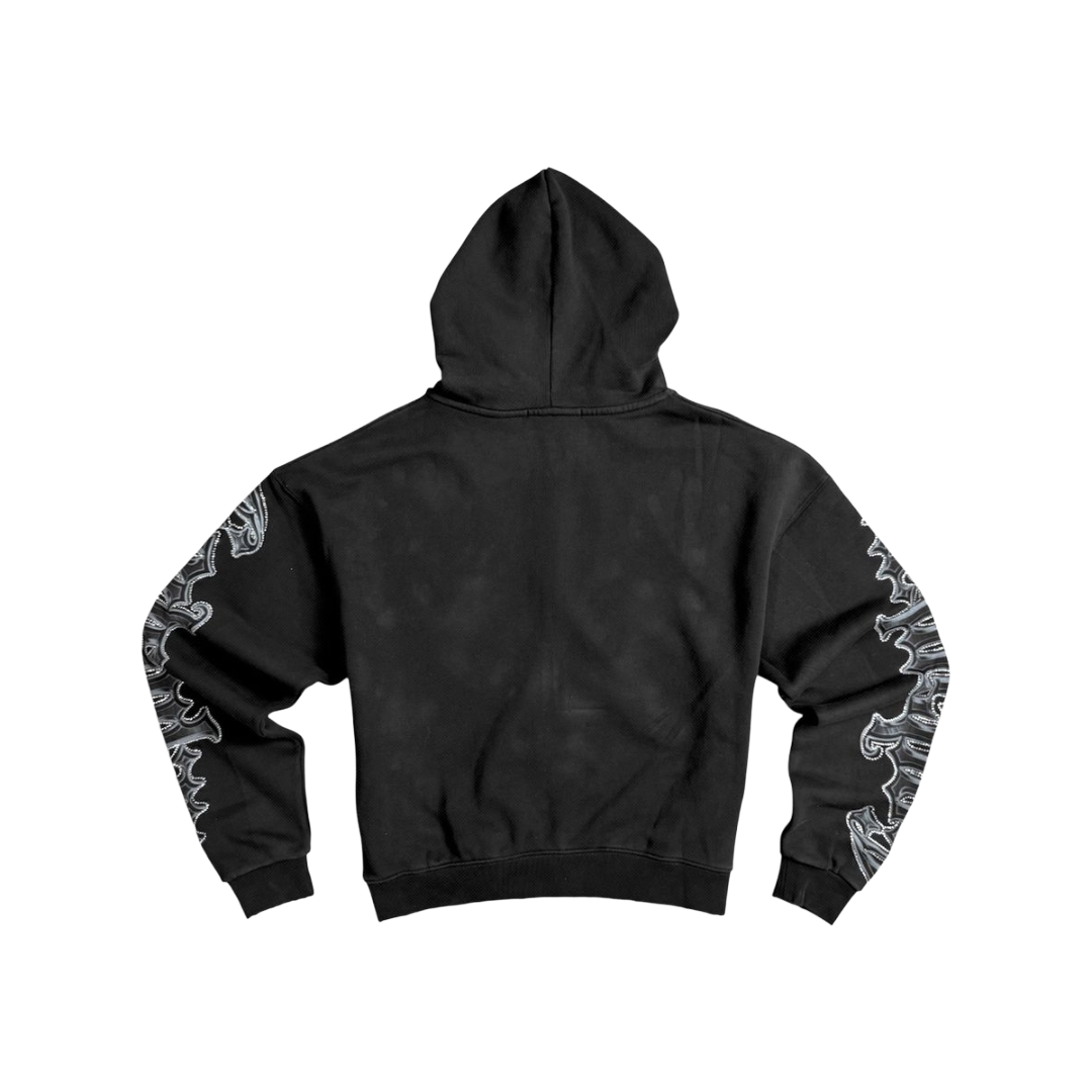 NME| RIVET ZIP UP HOODIE BLACK