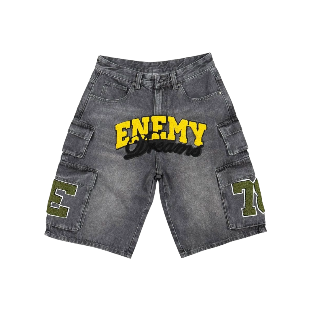 NME| ENEMY DREAMS CARGO DENIM SHORTS