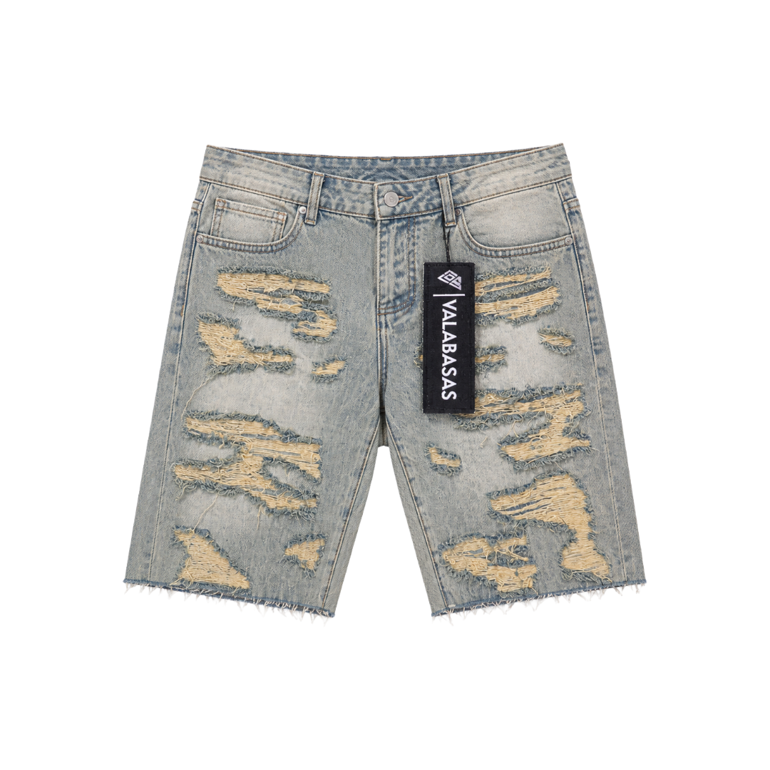 VALABASAS| INCISE DENIM SHORTS