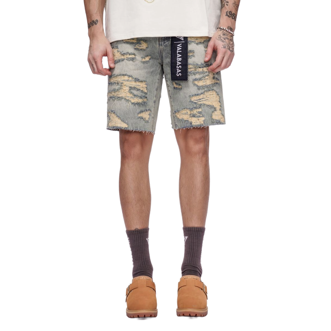 VALABASAS| INCISE DENIM SHORTS