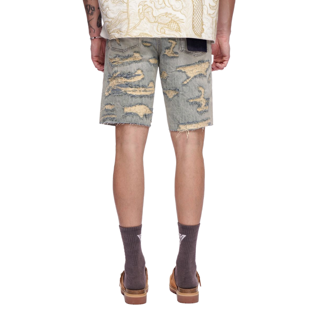 VALABASAS| INCISE DENIM SHORTS