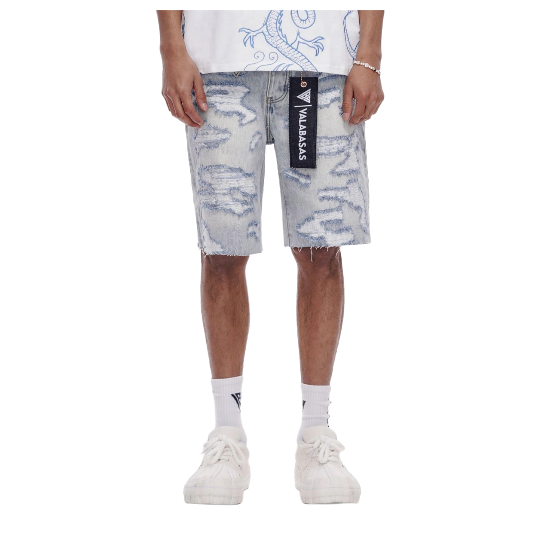 VALABASAS| INCISE DENIM SHORTS