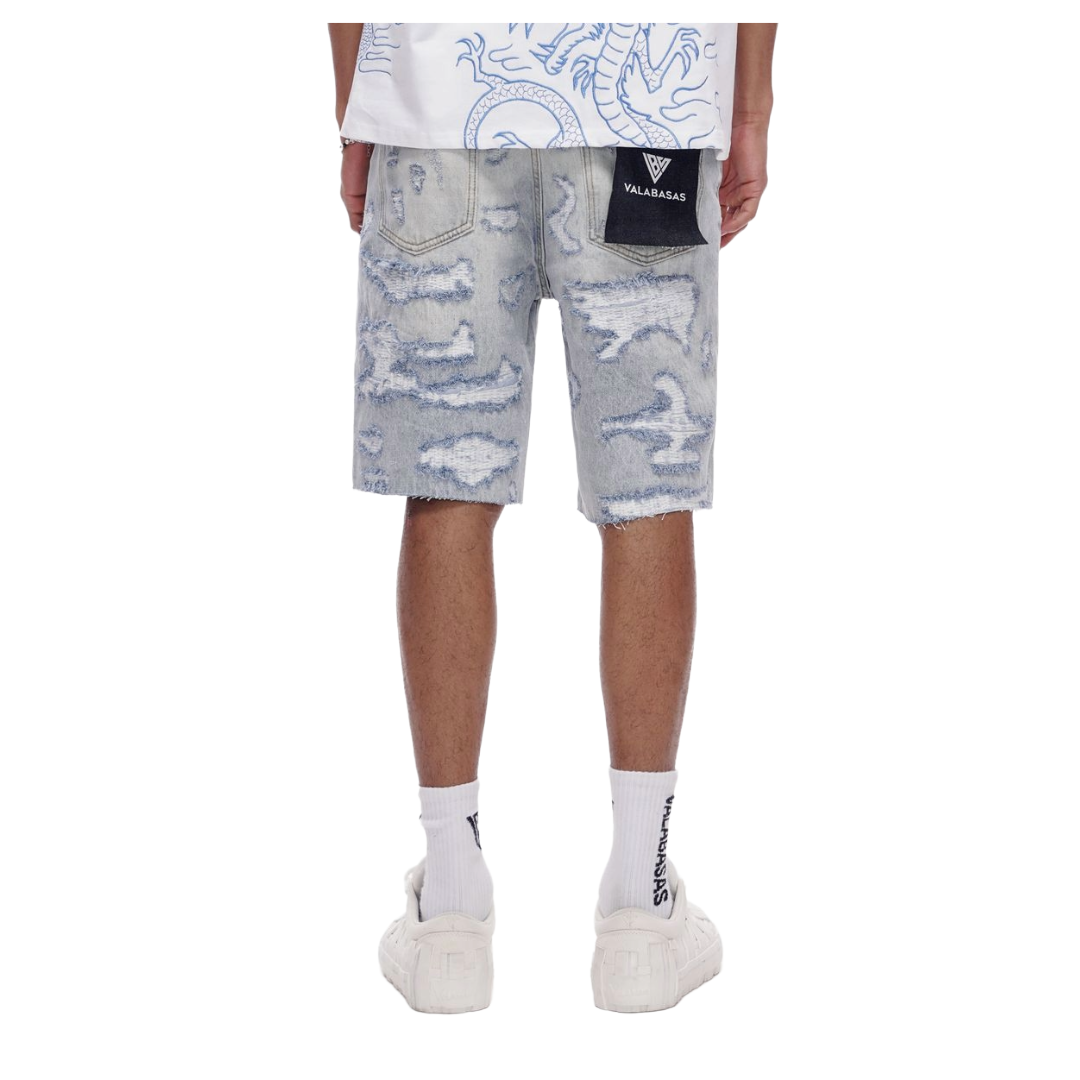 VALABASAS| INCISE DENIM SHORTS