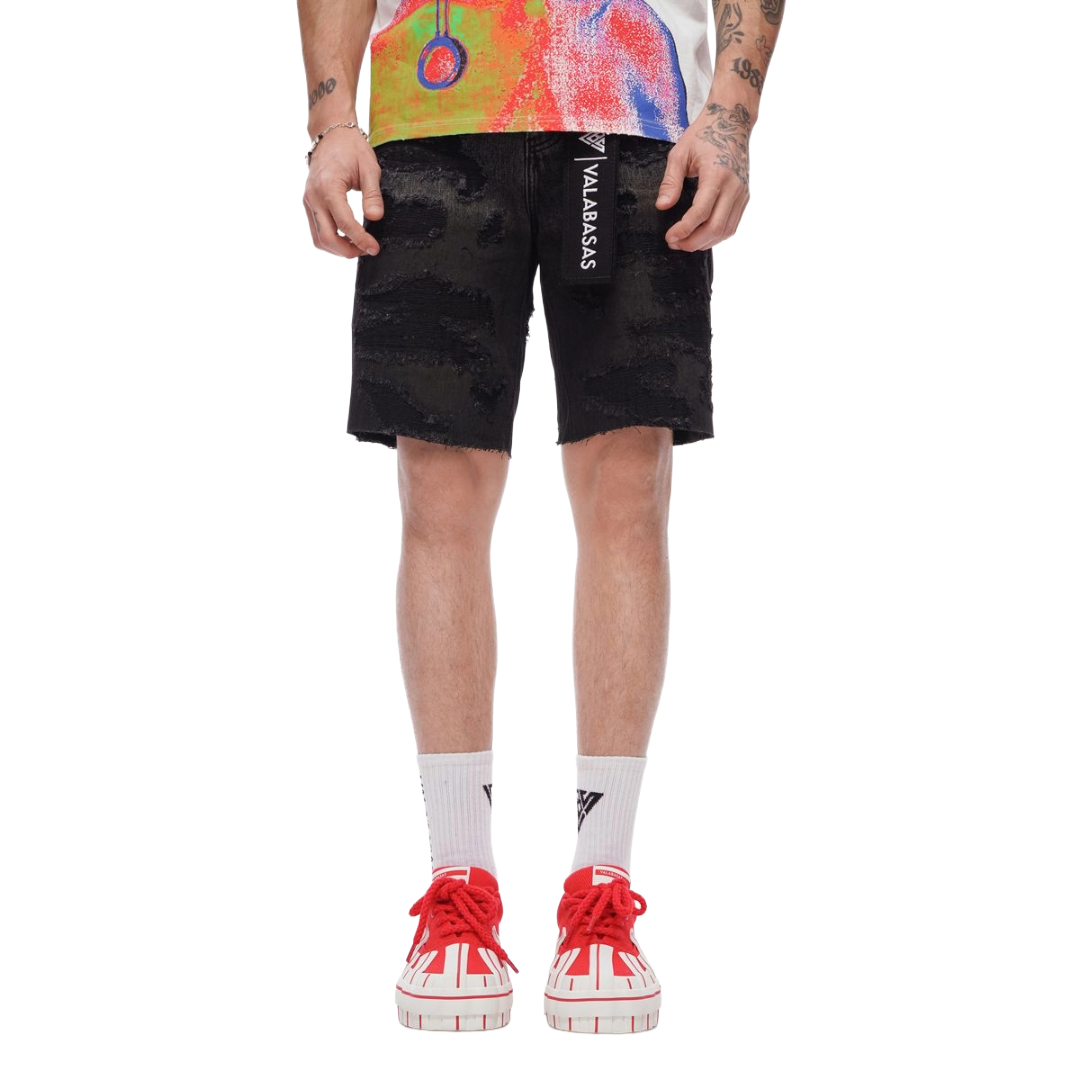 VALABASAS| INCISE DENIM SHORTS