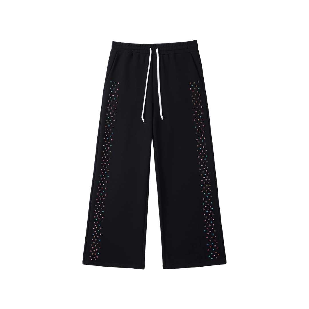 AZVA| CRYSTAL CACTUS SWEATPANTS BLACK