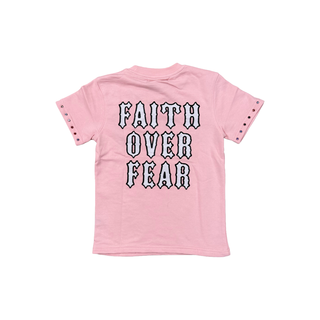 FOCUS| KIDS SAINTS RHINESTONE TEE PINK