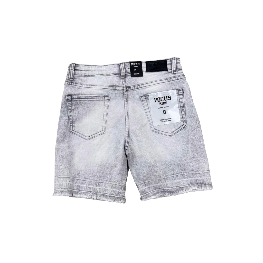 FOCUS| KIDS STARDUST RHINESTONE DENIM SHORTS GREY