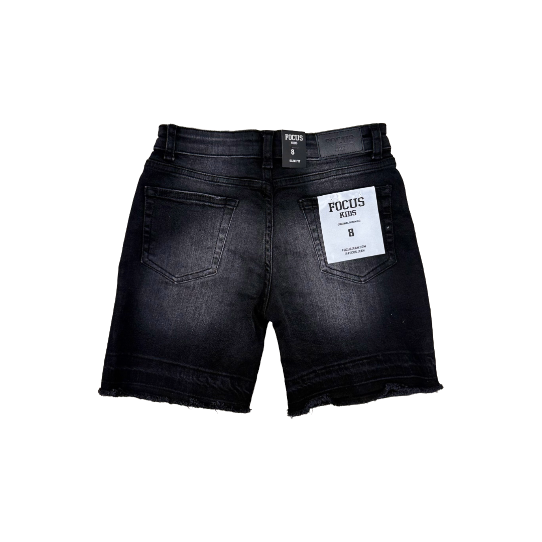 FOCUS| KIDS STARDUST RHINESTONE DENIM SHORTS BLACK