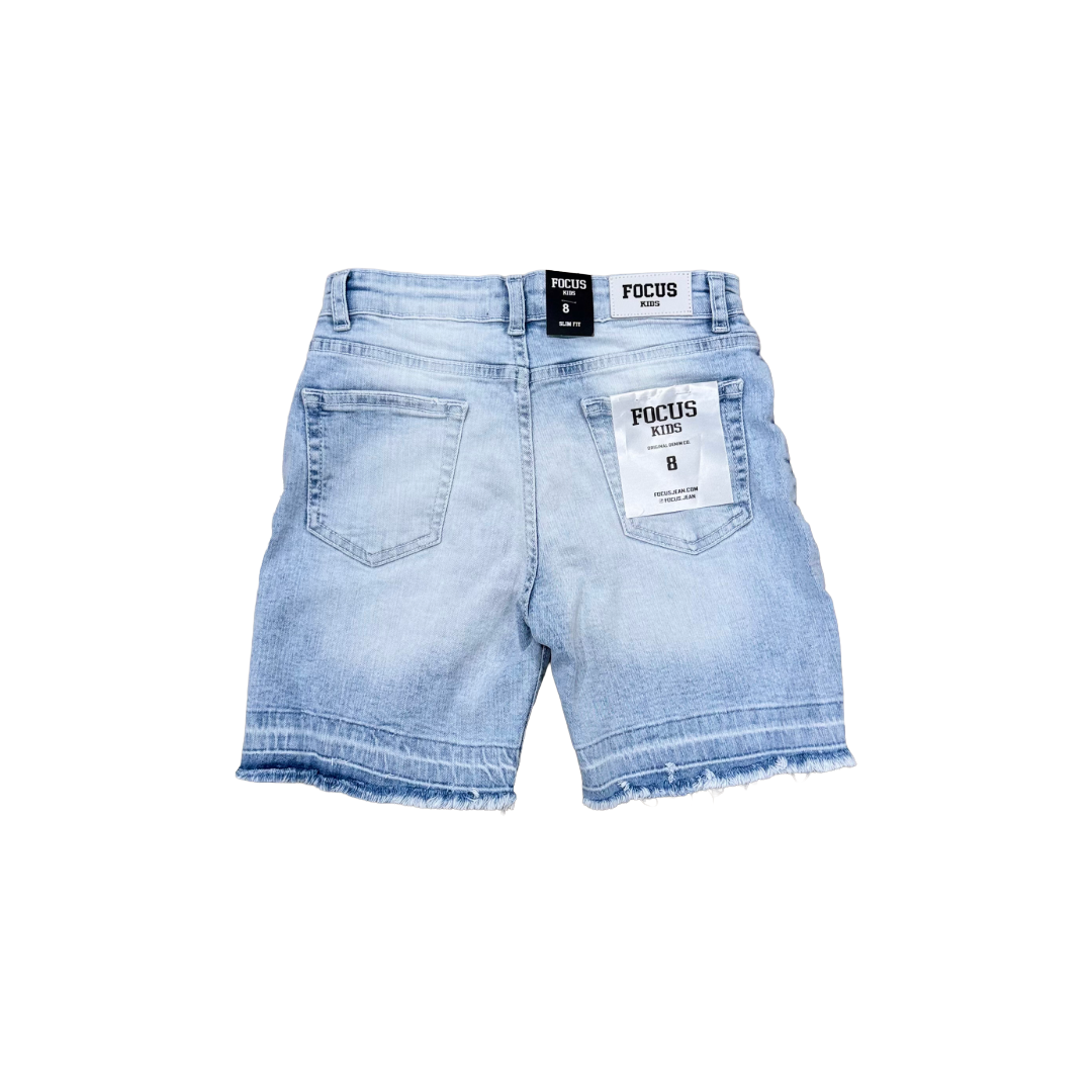 FOCUS| KIDS STARDUST RHINESTONE DENIM SHORTS ICE BLUE